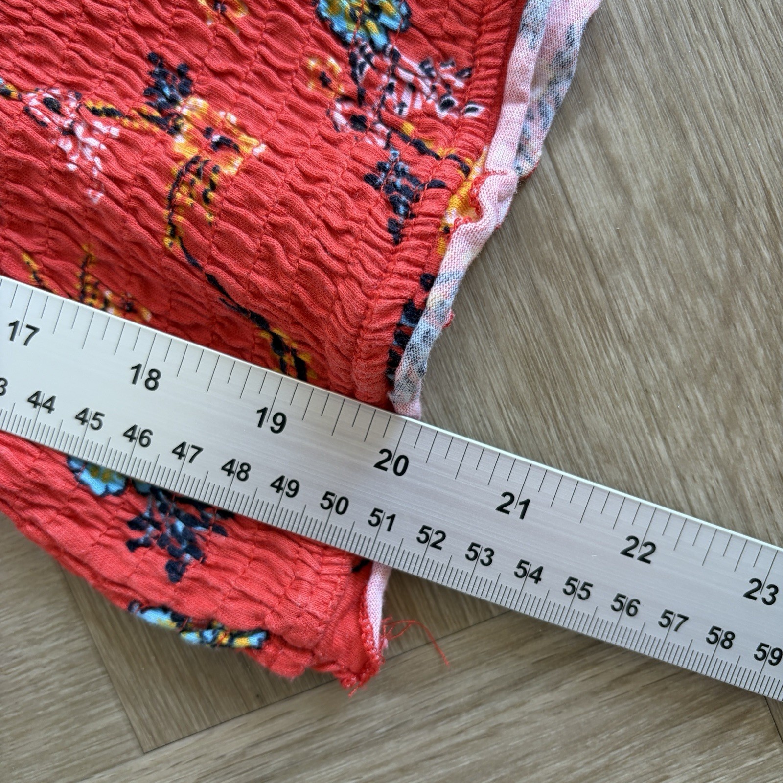 Papaya Red Multicolour Floral Smocked Elastic Off-Shoulder Ruffle Top Size UK 16 image 9