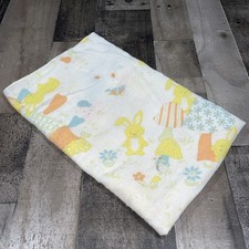 Vintage baby receiving blanket Bunny Bunnies Mushrooms Butterfly lightweight
