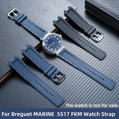 For  Breguet Marine 5517 Fluororubber Watch Strap Sports Waterproof Watch Band