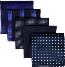 SHLAX WING 5 Pieces Assorted Mens Silk Pocket Square Set Handkerchiefs