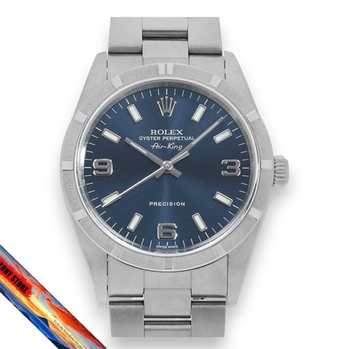 Rolex Air King 14010 Blue Dial Men's Watch 369 White Bar A Number