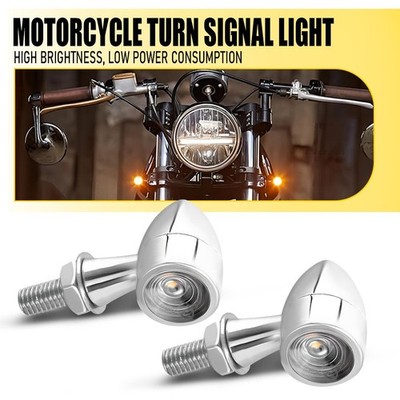 Chrome Motorcycle LED Bullet Mini Turn Signal Light Blinker Indicator Lamp 2X EU