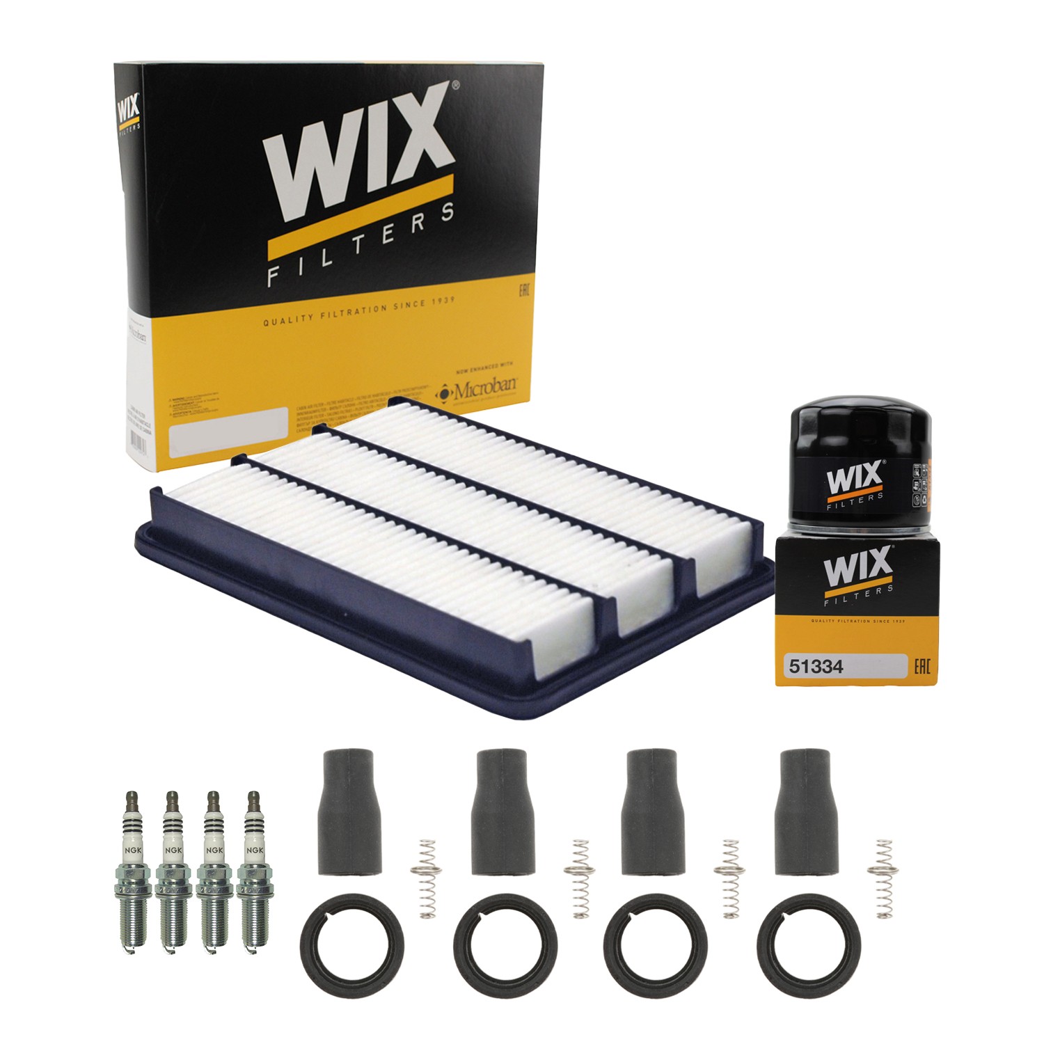 Wix Tune Up Kit NGK 4 Spark Plugs  Coil Boots Kit For Santa Fe Sorento 2.4L L4