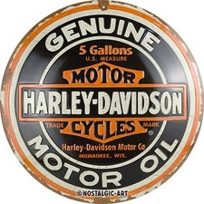 Relief-Blechschild "Harley Davidson" - Rund / Gew&ouml;lbt - &Oslash; 35cm - Email Emaille