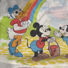 Walt Disney Productions Mickey Mouse Vintage 1960s Pillow Case Rainbow