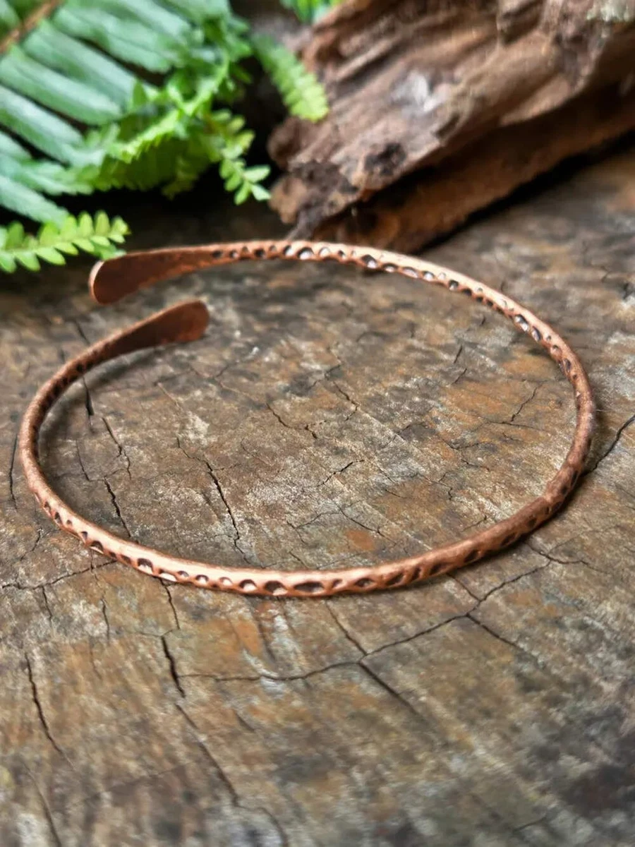 Pure Copper Bracelet - Handmade Vintage Hammered Non-Magnetic