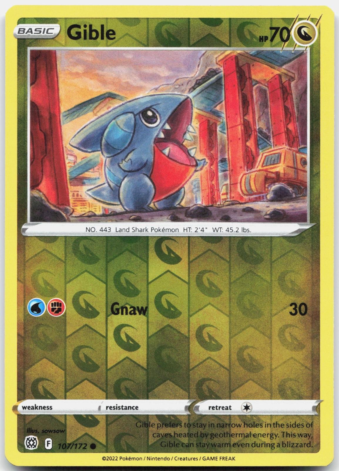 Gible 107/172 Common Brilliant Stars Pokemon Reverse Holo Near Mint