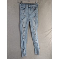American Eagle Jeans Womens Sz 00 Short Next Level Stretch Soft Knit Distressed