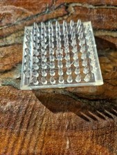 Vintage Square Clear Plastic Spikes Flower Frog 2 1/4" x 2 1/4"
