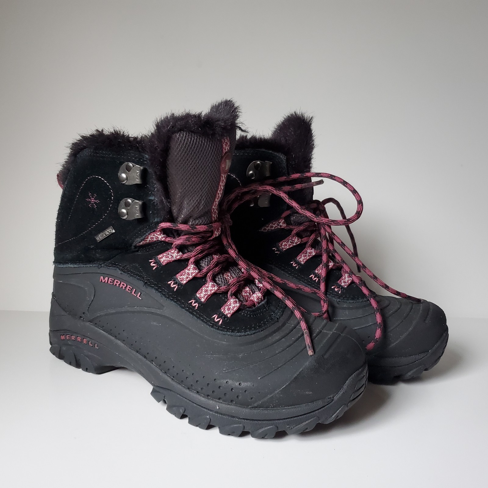 Merrell Stivali Invernali Donna Taglia 8 Icerig Nero e Rosa Arrossamento Impermeabili Escursionismo