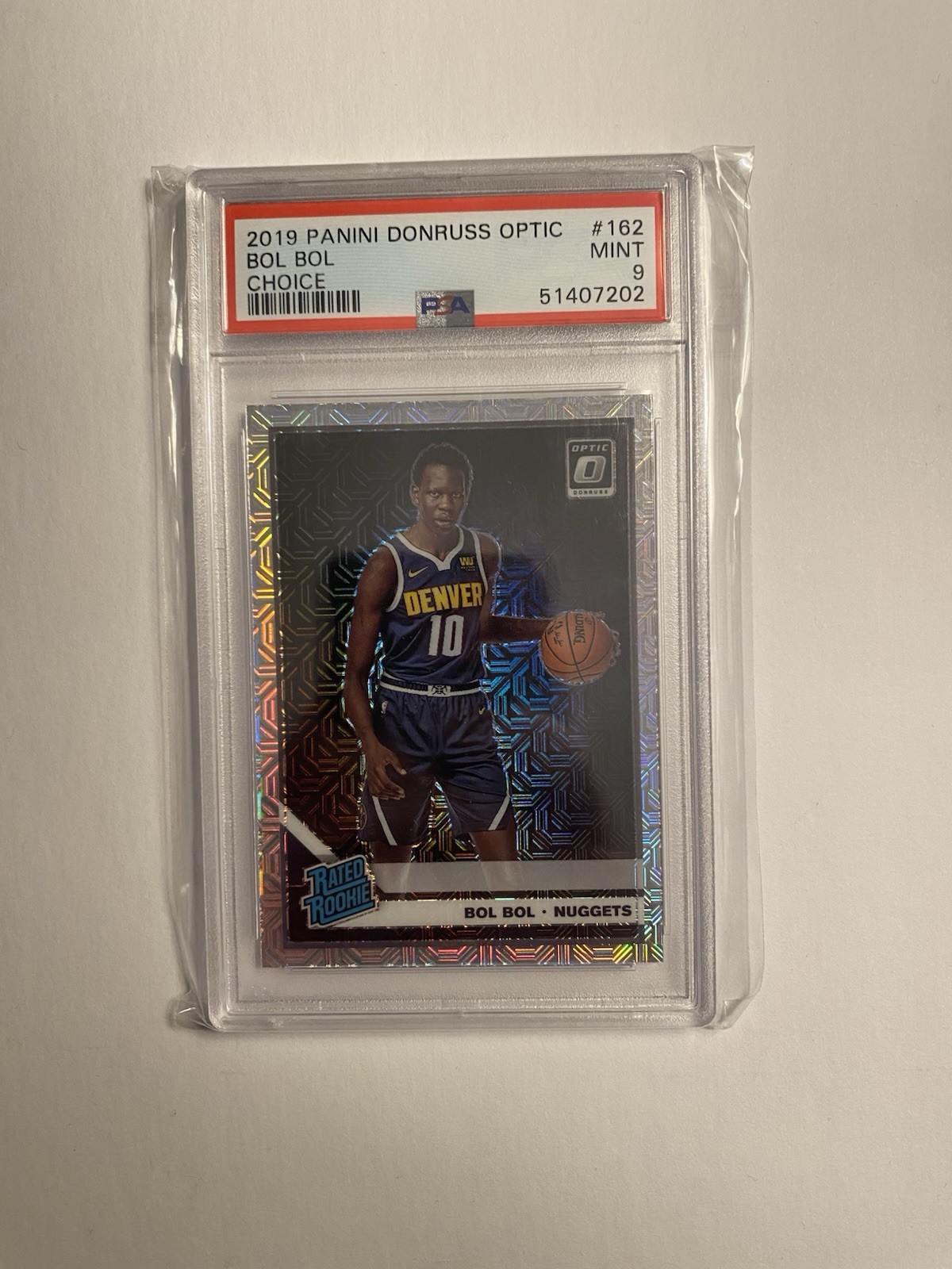 2019-20 Panini Donruss Optic 162 Bol Bol Rated Rookie Choice Prizm PSA 9 Nuggets