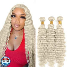 #88 Platinum Blonde Bundles Human Hair Water Wave Bundles 22 24 2