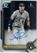 2022 Bowman Chrome Antonio Pinero Brewers Rookie Prospect Auto #CPA-AP