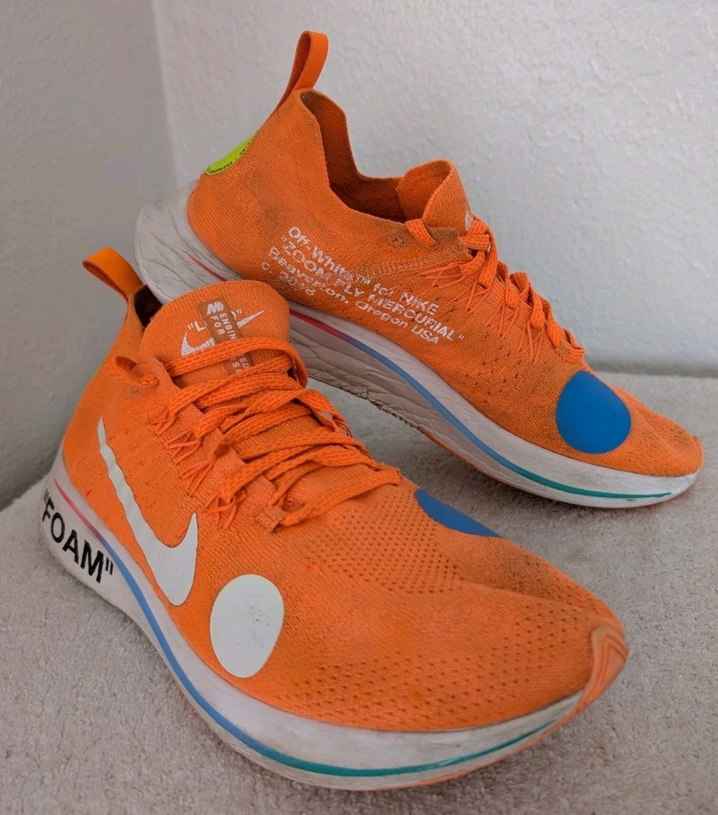 OFF WHITE X NIKE Scarpe Nike Off White X Zoom Fly Mercurial Flyknit Uomo Taglia 10.5 Arancione