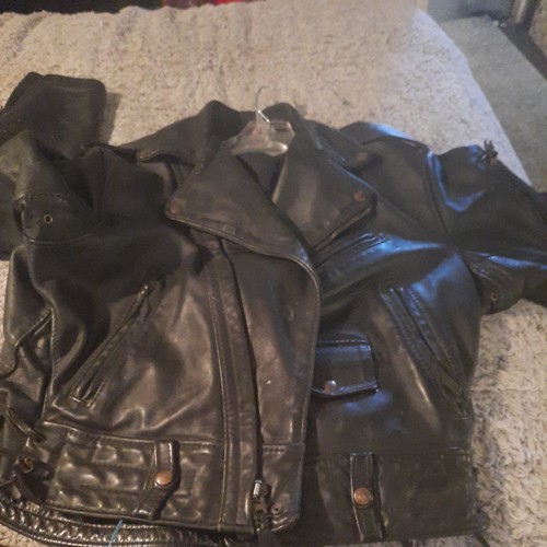 Veste Moto Vintage Langlitz Années 70 Cuir Vachette Columbia - Taille XL - Bon état