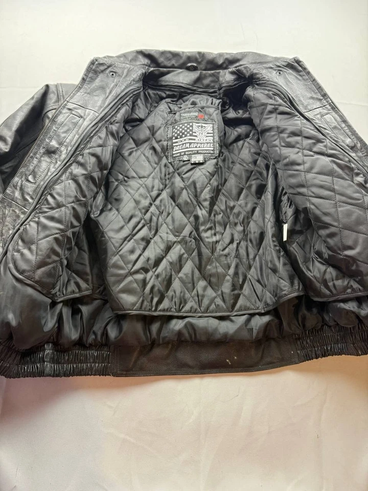 Chaqueta de motociclista de cuero genuino bandera ropa de ensueño de Estados Unidos de colección XL negra REBE-L Foto 4 de 4
