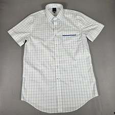 Brooks Brothers United Airlines Button Up Shirt Mens Size 16 White Checkered