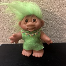 Vintage 2005 TH Thomas Dam Design Troll Doll Green Hair 4.5" With Clothes/dress