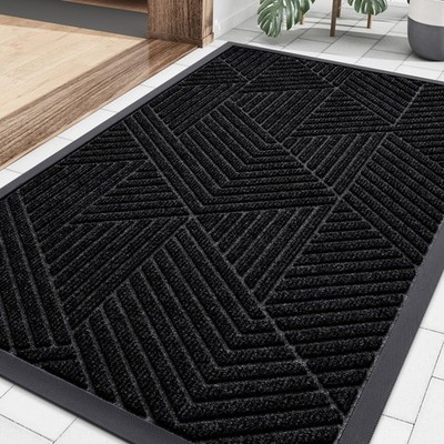 Smiry Front Door Mat Outside Entrance, Heavy Duty Sturdy 29.5'' x 17'', Black