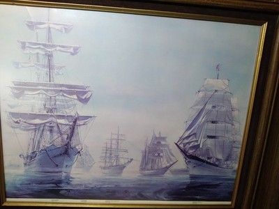 Gathering Of Ships Newport Harbor 1976 Lithograph Print Kipp