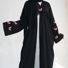Muslim Abaya Kaftan Women Open Dress Dubai Kimono Cardigan Embroidery Robe Scarf