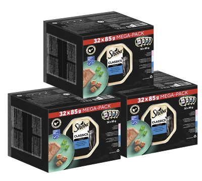 96x85g Sheba Katzenfutter Nassfutter Classics in Pastete Fisch Variation MSC