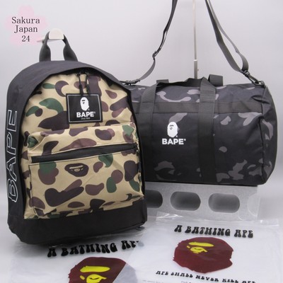 BAPE A Bathing Ape Duffle Bag Black 2022 SPR & Backpack 2021 SMR Mag Free Gift
