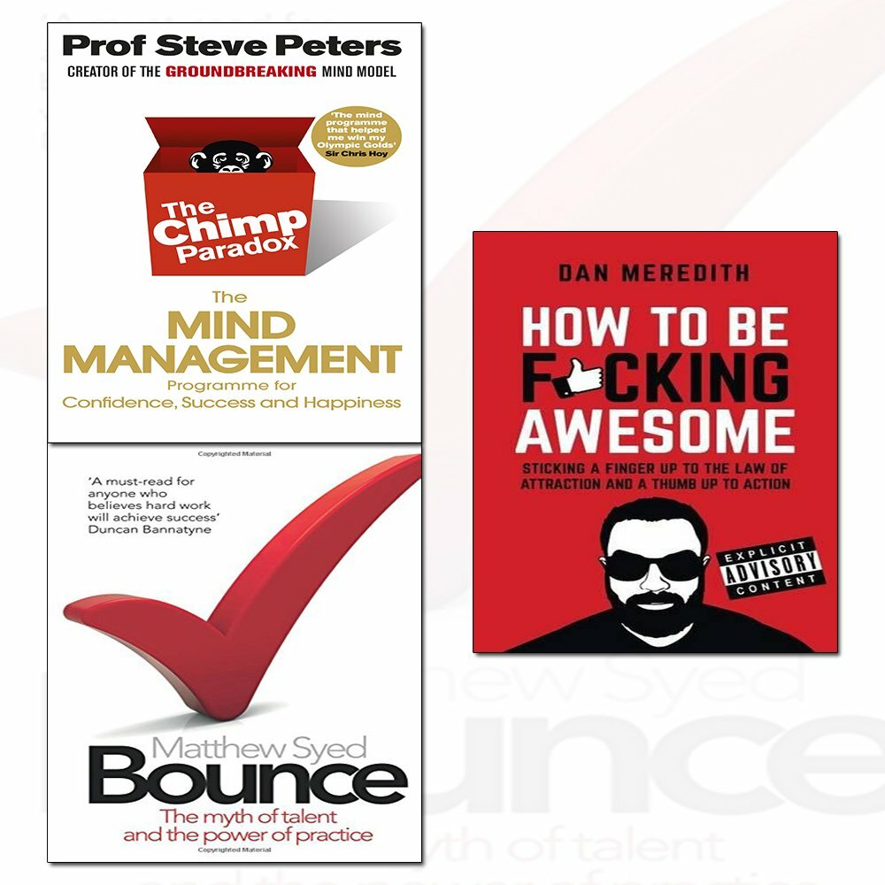 Chimp Paradox,How To Be F*cking Awesome,Bounce 3 Books Collection Set New