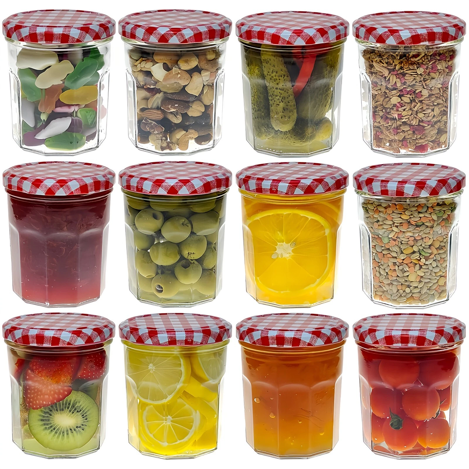 Glass Jam Jar Pot Menage 324ml Set of 12 COS