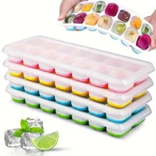 Silicone Ice Cube Tray With Lid - Ships from USA