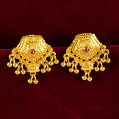 Gold Asian Earrings South Asian Gold Plated Earrings Screw Back