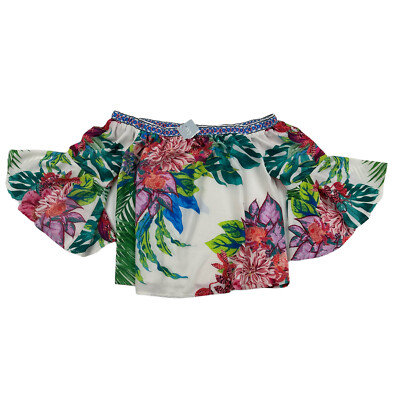 NWT Flying Tomato Ivory Off The Shoulder Flare Sleeve Blouse Top Floral Sz S