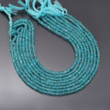 WOW A  NATURAL APATITE RONDELLE FACETED PRETTY GEMSTONE LOOSE BEADS 3-3.5MM 13"