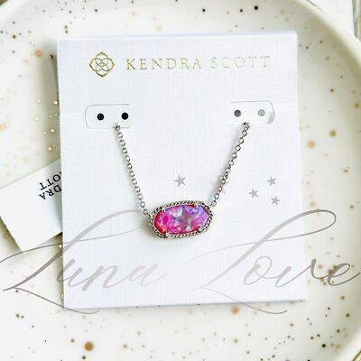 KENDRA SCOTT Elisa Silver Pendant Necklace In Carnation Opal NWT
