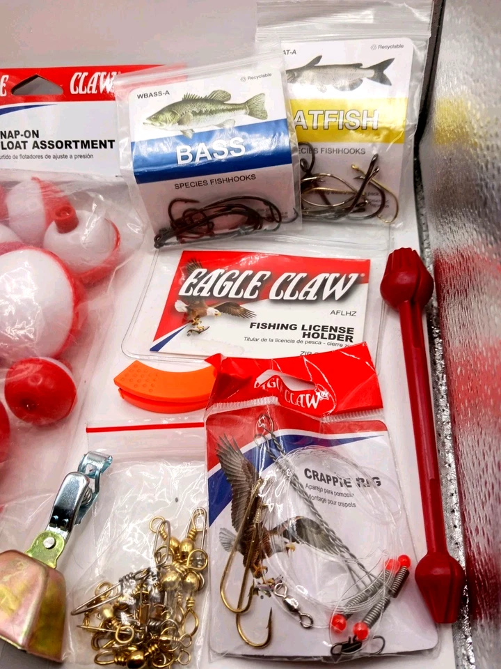 Lot of Eagle Claw Fishing Tackle Assorted Floats Hooks +License Holder+Swivels - Image 2 of 4