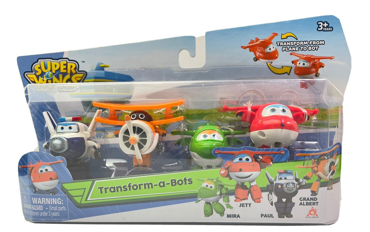 NEW~SUPER WINGS~Transform -a-Bots~ 4 Pack Of Jett Paul Mira