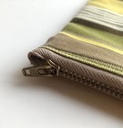 Handmade Zippered Cotton Cosmetics Travel Storage Pouch Green Yellow Stripes — photo 5
