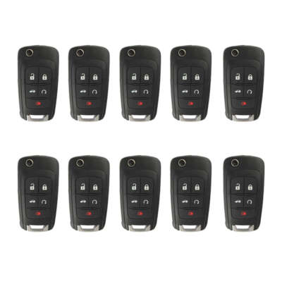 AKS KEYS Replacement for GM 2010-2021 Flip Key Fob 5B FCC# OHT01060512 (10 Pack)
