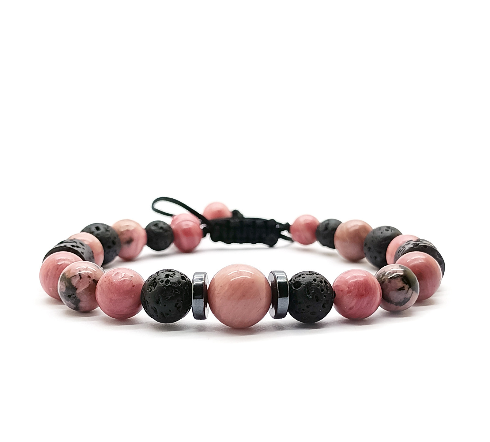 Bracelet rhodonite et lave volcanique pour apaiser le stress au quotidien