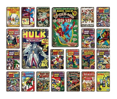Metall Poster Wanddeko Blechschild Plakette Vintage Marvel Comic Helden