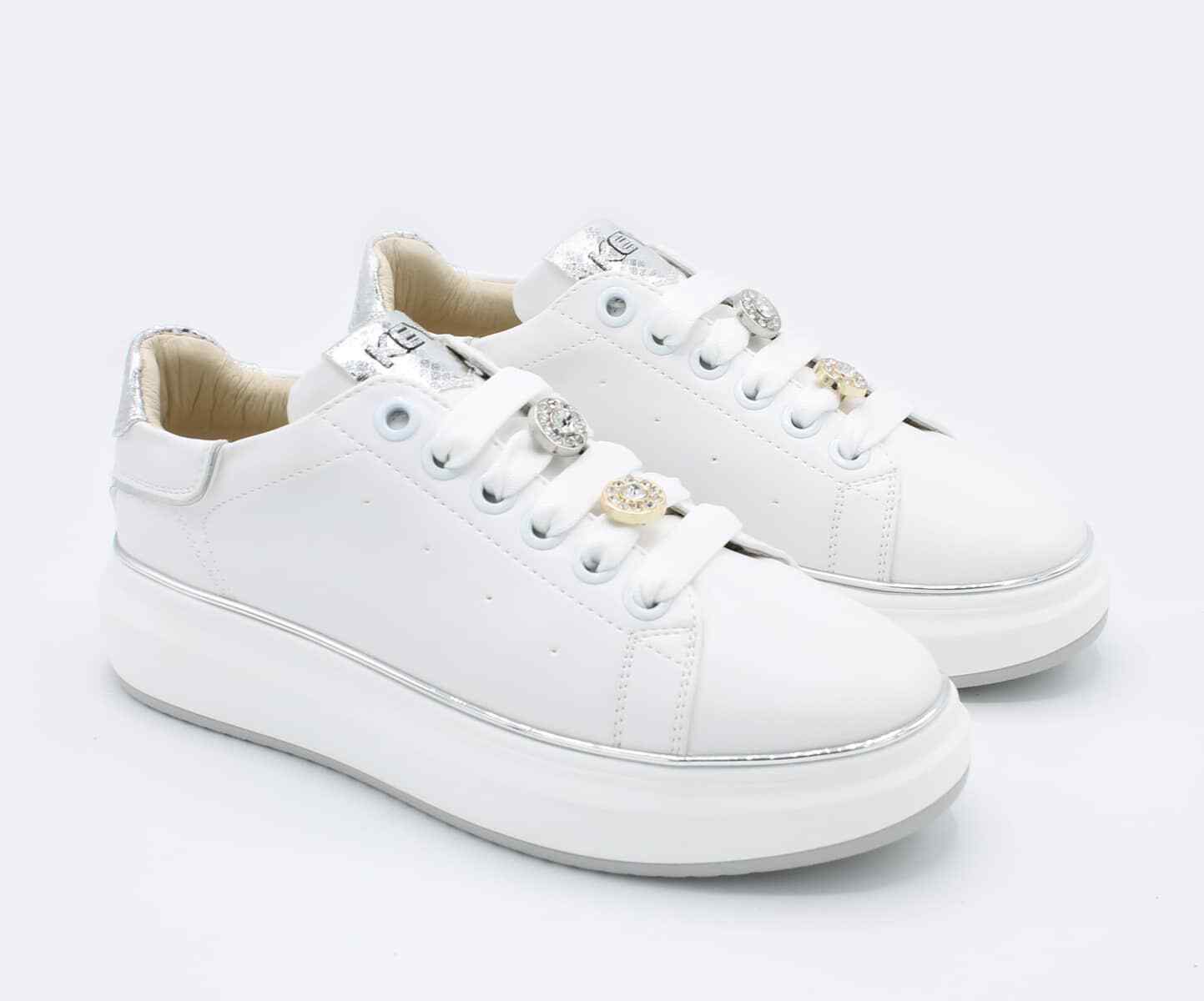 КРОССОВКИ KEYS SCARPE НА платформе DONNA K-9008 BIANCO ARGENTO ПОВСЕДНЕВНЫЕ РАЗМЕРЫ 36 И 41