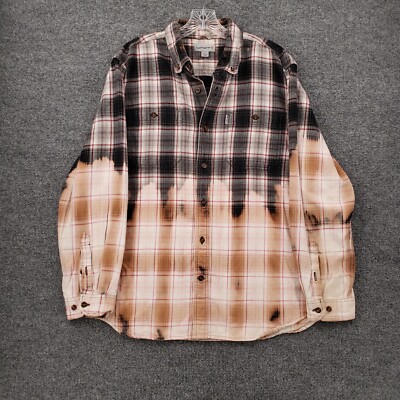 Carhartt Button Down Shirt Mens L Large Back Relaxed Plaid Patchwork Christmas