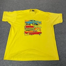 VTG Screen Stars T Shirt Mens 2XL Yellow Single Stitch Classic Cars Chevrolet