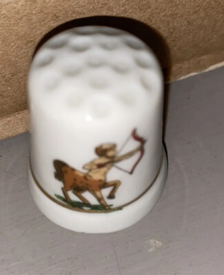 Centaur Bow Arrow Archer Horse Thimble Gold Trim Porcelain