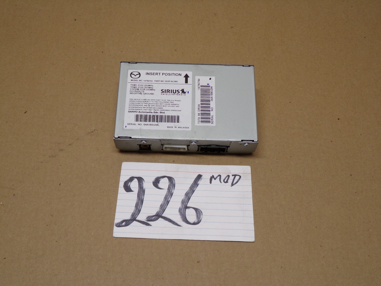 2013 Mazda CX-9 Satellite Radio Control Module Computer #226-MOD 
