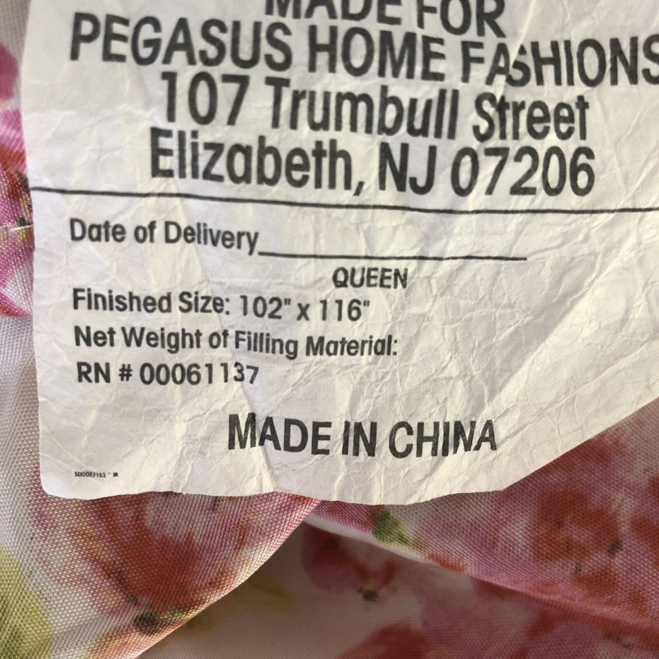 Queen Bedspread Rose Floral Pink Blue Lightweight Cottage Quilt Pegasus