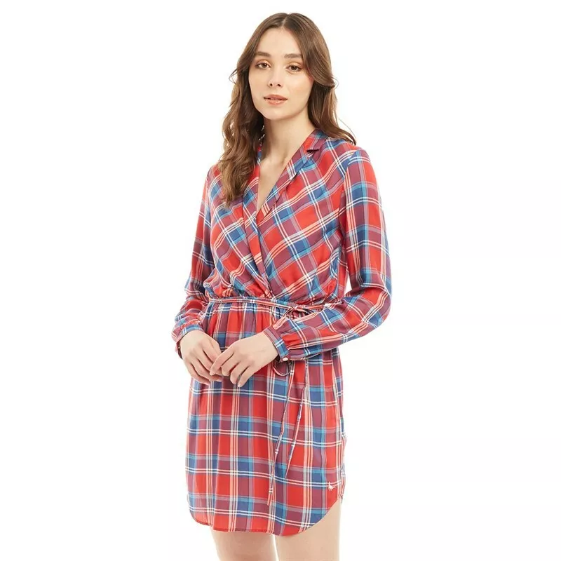 Ladies red shirt dress hotsell