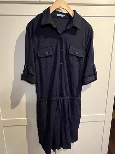 J. McLaughlin Strampler Westport Navy Raffia Jacquard Gr. M 3/4 Arm Einteiler - Bild 3 von 17