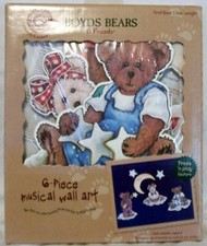 Boyds Bears  Friends 6-piece Musical Wall Art - Baby's Wall, Press 'n Play NIB