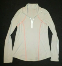 Zella womens's light blue/pink stretch 1/2-zip long-sleeved base layer top Sz M